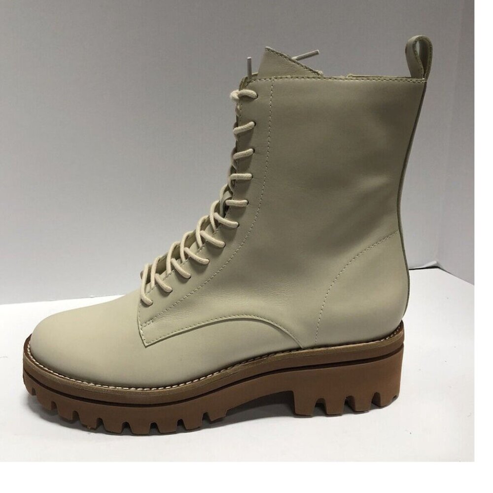 Dolce Vita Womens Prym Combat Boots Ivory Leather Size 9.5 M